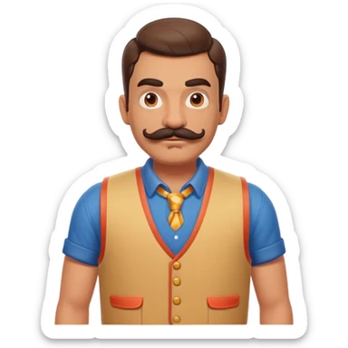 The neighbor character from Hello Neighbor game with mustache and vest sticker