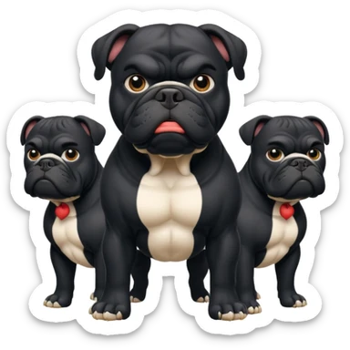 Black Bulldog one body and three heads sticker