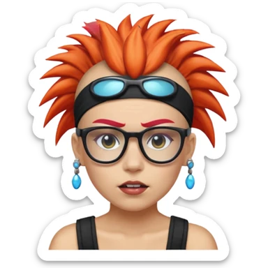 extreme mohawk person face headband glassess excessive makeup glowing hair sticker