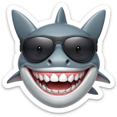 shark with white teeth wearing black sunglasses sticker