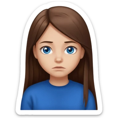 fille long cheveux lisse brune yeux bleu aigri pull noir petite en taille sticker