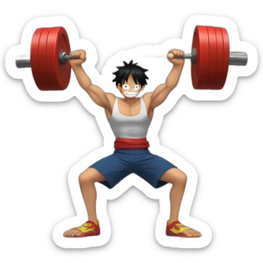 Luffy making Weightlifting sticker