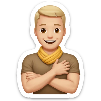 arms crossed holding neck laughing guy sticker