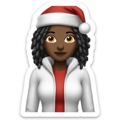 Black female santa with black dreadlocks sticker
