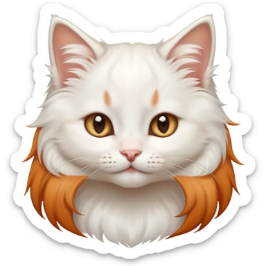 Long-haired cute white kitten with a little ginger on its head sticker