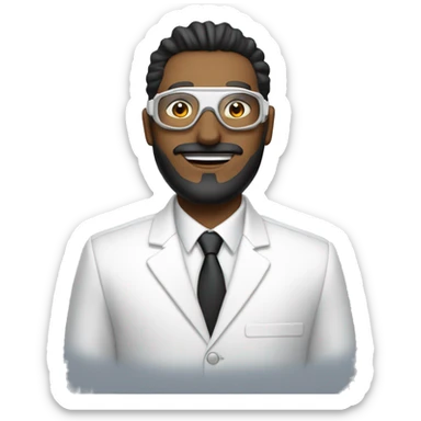 blad man with single spike with goggles in white suit with chin beard and earrings  sticker