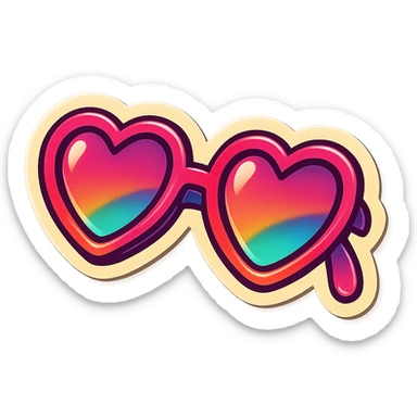 retro sticker of a pair of heart-shaped sunglasses sticker