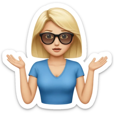 blonde woman shrugging with sunglasses on  sticker
