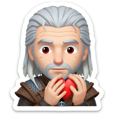 Geralt of Rivia kiss and heart with hands sticker