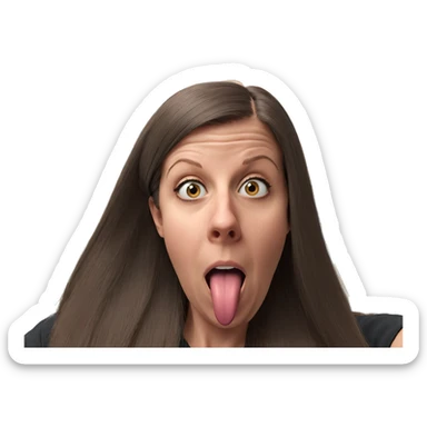 girl with long hair tongue out sticker