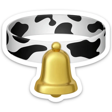small trapezoid-shaped bell on a collar with cow pattern sticker