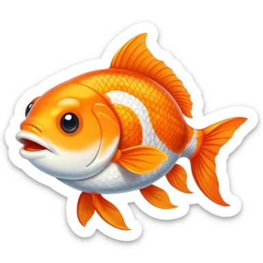 goldfish with crossed eyes and silly grin, orange and white fish sticker