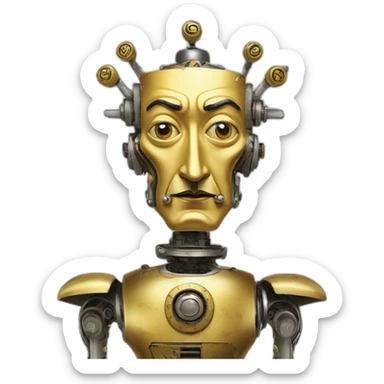 Salvador Dali as a robot king sticker