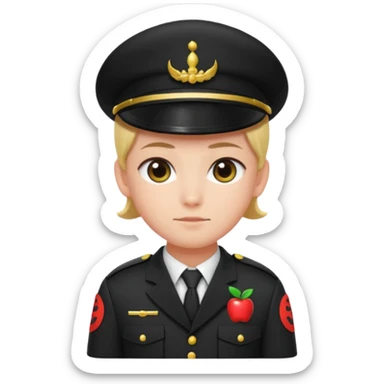 guard from Squid Game Round 6 standing with arms crossed, apple emoji style sticker
