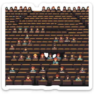 student audience listening to a lecture sticker
