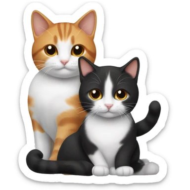 3 cats on top - black, ginger and white cat sticker