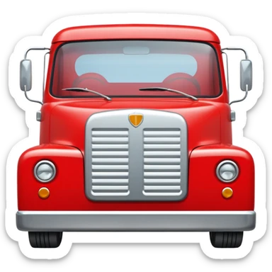 red truck with a plate showing white "TIR" on the front sticker