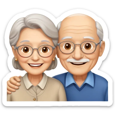 elderly couple smiling, grandparents sticker