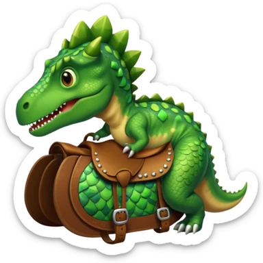 Dinosaur in saddle, front face sticker