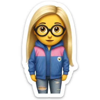 Girl Minion emoji with blue jacket and and pink nike sneakers sticker
