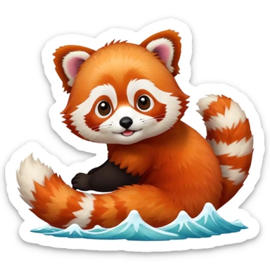 Red Panda 2d wave bye cute sticker