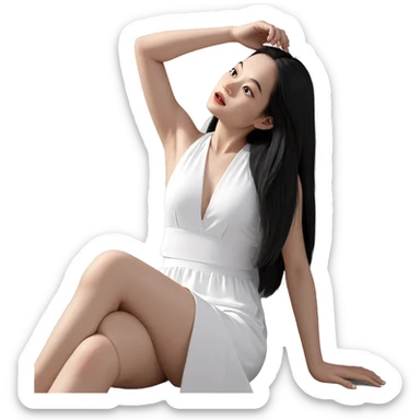 girl in white dress sitting sticker