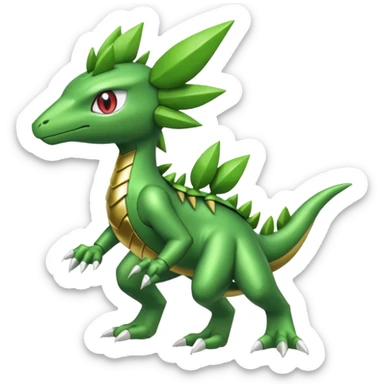 Shiny Aural Kecleon-Sceptile-Genesect-Fakémon-fusion (full body) sticker