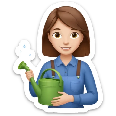 brown haired female with watering pot sticker