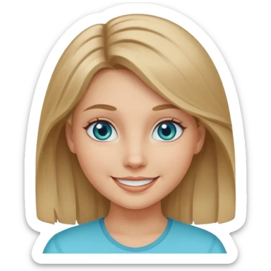 girl with dark blonde hair with aquamarine eyes sticker