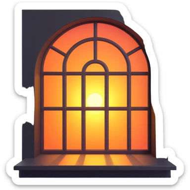 a big window with sunlight and a warm glow sticker