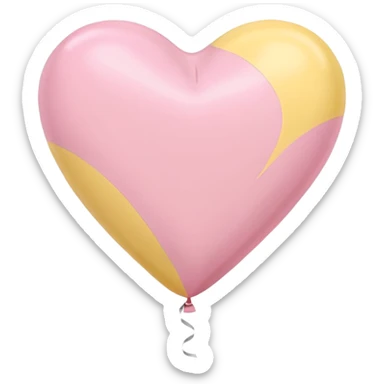 The heart is a balloon in soft pink, beige and yellow pastel light sticker