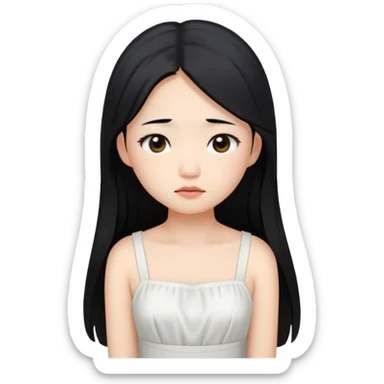 asian girl tired face white dress sticker