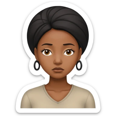 Sad face for black women sticker