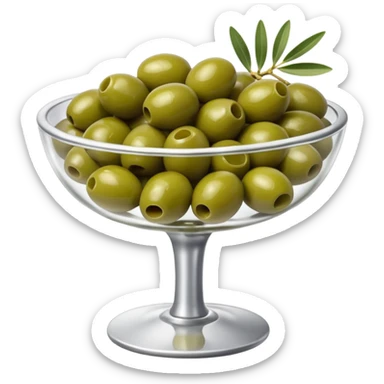 Silver cocktail dish filled with green olives  sticker