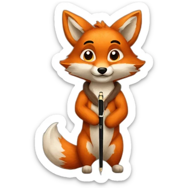 furry fox with pen sticker