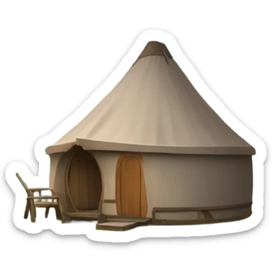 Cabin by a pond with a yurt sticker