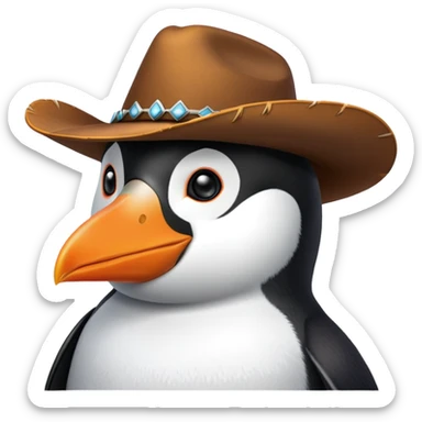 Penguin Sheriff cowboy hat sticker