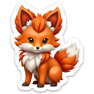 Vulpix Pokemon fox with six tails and orange-red fur sticker