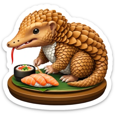A pangolin eating sushi sticker