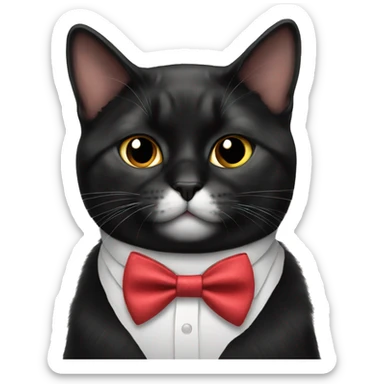 black cat wearing bow tie sticker