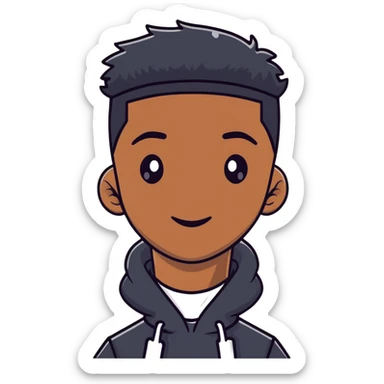 19-year-old Black male, stylish casual outfit, modern hairstyle sticker