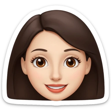 French brunette with brown eyes and full lips with big smile and round nose sticker