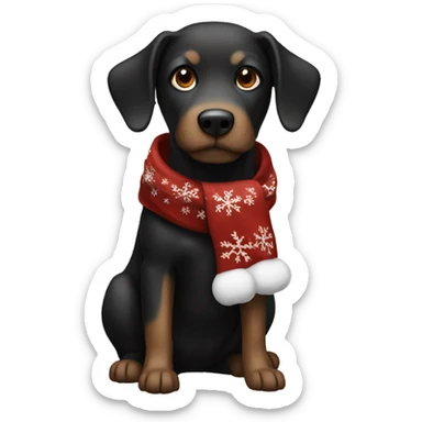 Dog black and brown with a christmas scarf sticker