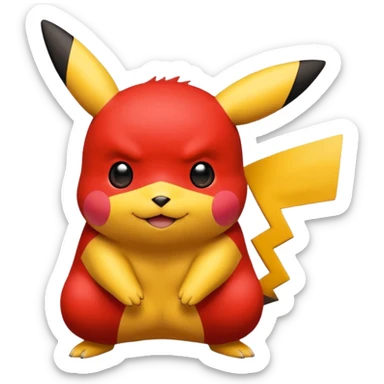 Pikachu color red and black sticker