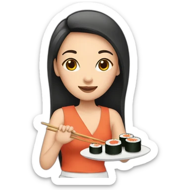 girl with sushi sticker