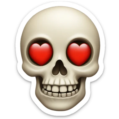A skull with red heart eyes sticker