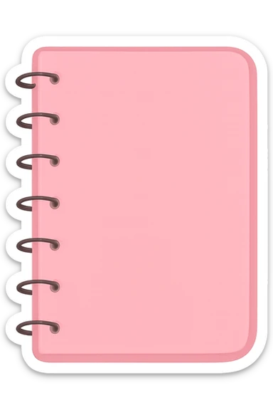 digital illustration of a pink notebook, no background sticker