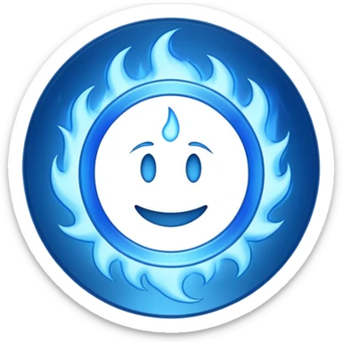 A minimalist CD disc with a subtle blue fire design, emoji style, blue fire, variation 2 sticker