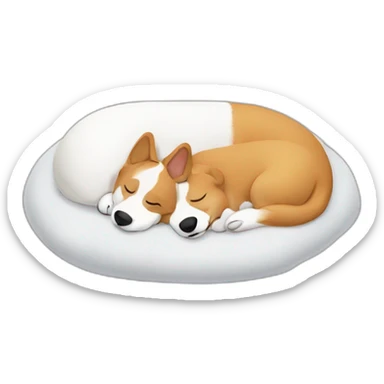 two sleeping corgi on bed yin-yang sticker