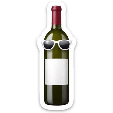 wine bottle with sunglasses sticker